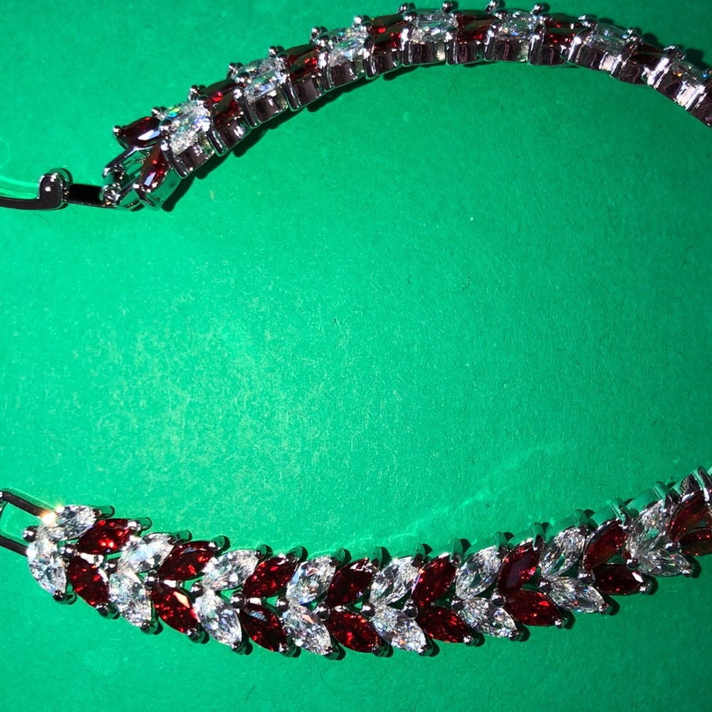 Ruby Gem And Silver Woman’s Bracelets - image 1